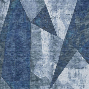 HomeRoots 8' Navy Blue and Ivory Geometric Area Rug - Stylish, Washable, Durable for Indoor & Outdoor Use 622333