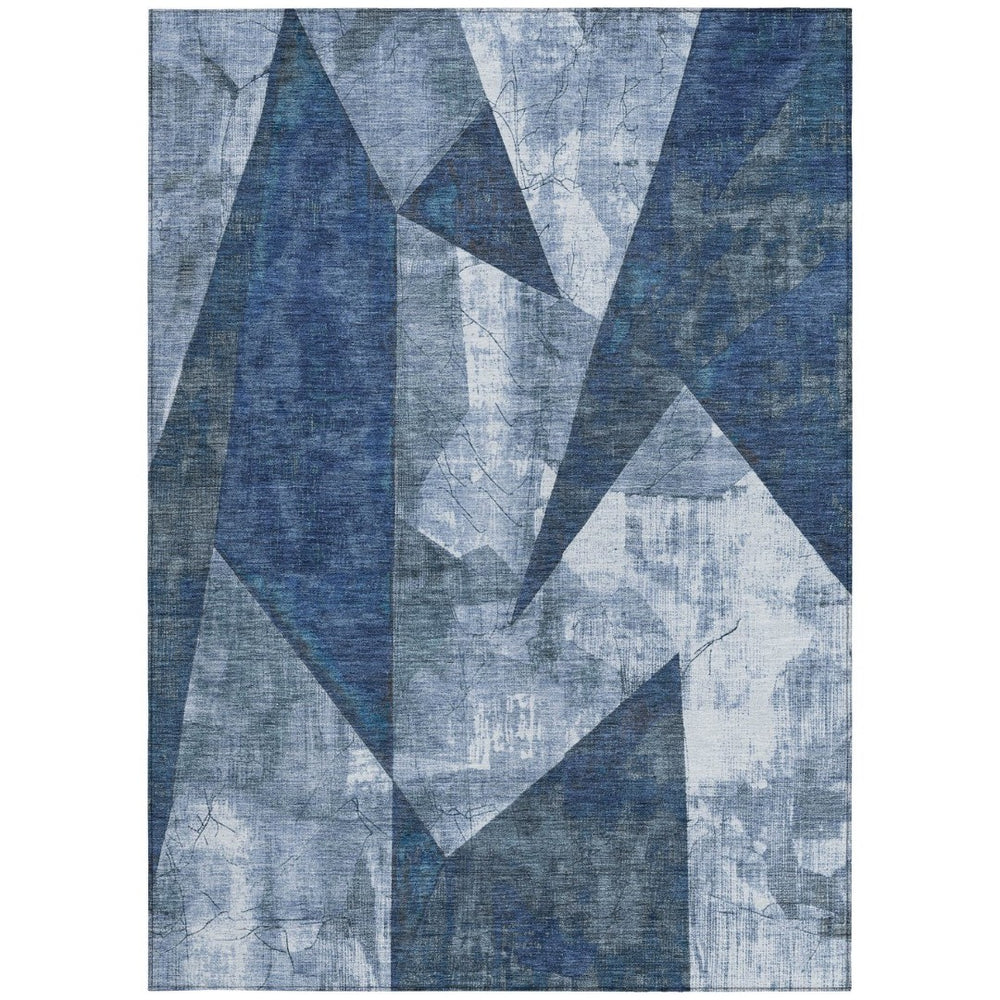 HomeRoots 10' Navy Blue and Ivory Geometric Area Rug – Washable, Durable for Indoor & Outdoor Use, Perfect Style! 622335