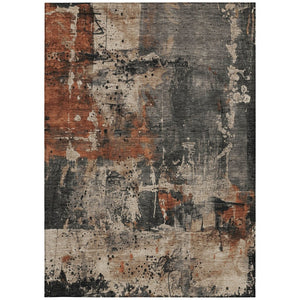 HomeRoots 5' X 8' Modern Taupe and Rust Abstract Washable Area Rug for Indoor and Outdoor Versatility 622367