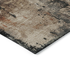 HomeRoots 5' X 8' Modern Taupe and Rust Abstract Washable Area Rug for Indoor and Outdoor Versatility 622367