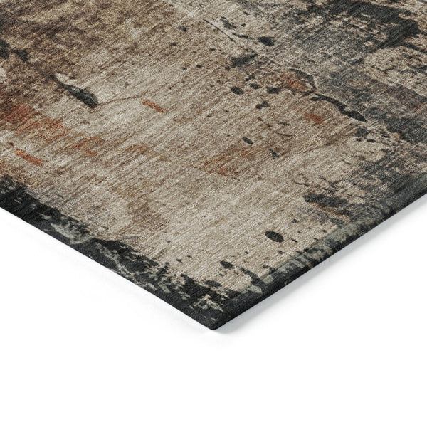 HomeRoots 5' X 8' Modern Taupe and Rust Abstract Washable Area Rug for Indoor and Outdoor Versatility 622367
