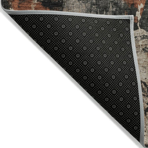 HomeRoots 8' Taupe and Rust Round Abstract Area Rug - Durable, Washable, Stylish for Indoor & Outdoor Spaces 622368