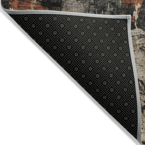 HomeRoots 8' Taupe and Rust Round Abstract Area Rug - Durable, Washable, Stylish for Indoor & Outdoor Spaces 622368