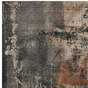 HomeRoots 9' X 12' Taupe and Rust Abstract Area Rug - Stylish, Washable, Indoor/Outdoor Design for High-Traffic Spaces 622370
