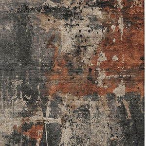 HomeRoots 10' X 14' Durable Taupe and Rust Abstract Washable Area Rug for Indoor & Outdoor Versatility 622371
