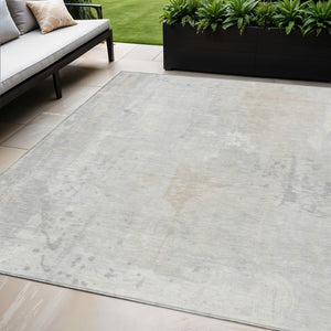 HomeRoots 5' X 8' Stylish Ivory and Beige Abstract Washable Area Rug for Indoor & Outdoor Versatility 622379