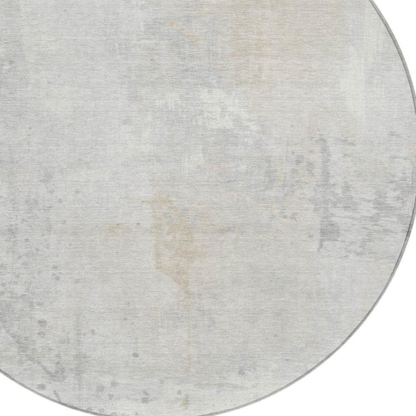 HomeRoots 8' Ivory and Beige Round Abstract Area Rug – Washable, Durable, Stylish for Indoor/Outdoor Spaces 622380