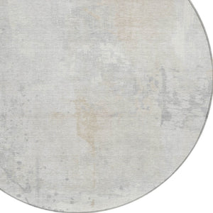HomeRoots 8' Ivory and Beige Round Abstract Area Rug – Washable, Durable, Stylish for Indoor/Outdoor Spaces 622380