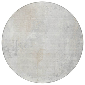 HomeRoots 8' Ivory and Beige Round Abstract Area Rug – Washable, Durable, Stylish for Indoor/Outdoor Spaces 622380