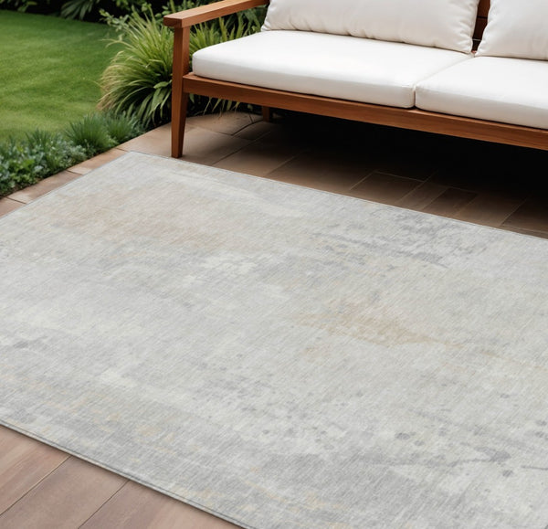 HomeRoots 9' X 12' Durable Ivory & Beige Abstract Area Rug - Stylish, Washable, Versatile for Indoor & Outdoor Use 622382