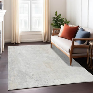 HomeRoots 9' X 12' Durable Ivory & Beige Abstract Area Rug - Stylish, Washable, Versatile for Indoor & Outdoor Use 622382