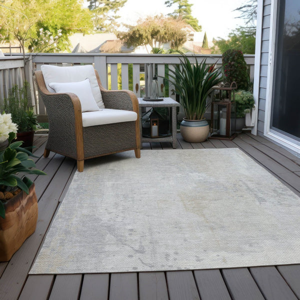 HomeRoots 9' X 12' Durable Ivory & Beige Abstract Area Rug - Stylish, Washable, Versatile for Indoor & Outdoor Use 622382