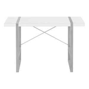 English Elm Computer Desk - Sleek White Laminate With Grey Metal Frame, Perfect For Home Office & Small Spaces B2710P219885
