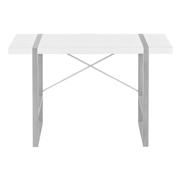 English Elm Computer Desk - Sleek White Laminate With Grey Metal Frame, Perfect For Home Office & Small Spaces B2710P219885