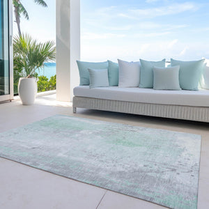 HomeRoots 10' Mint Green and Ivory Abstract Washable Area Rug – Durable, Versatile Design for Indoor & Outdoor Spaces 622389