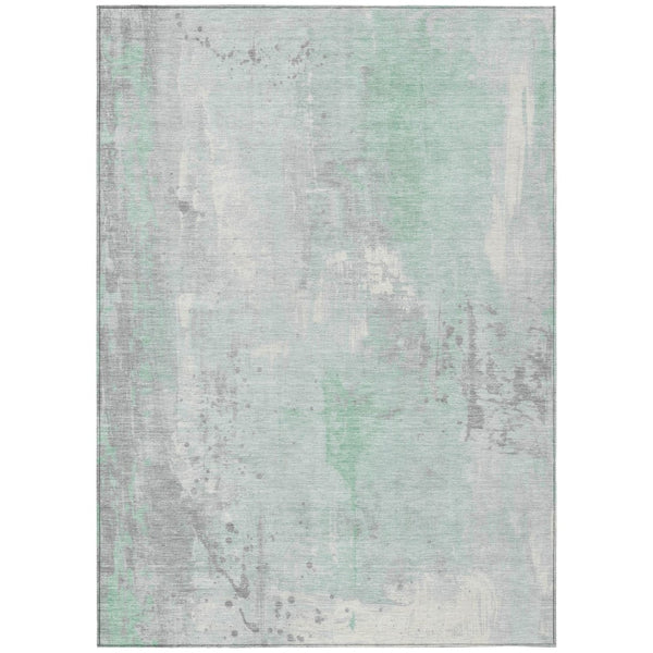 HomeRoots 10' Mint Green and Ivory Abstract Washable Area Rug – Durable, Versatile Design for Indoor & Outdoor Spaces 622389