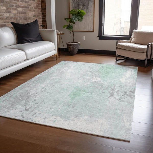 HomeRoots 10' Mint Green and Ivory Abstract Washable Area Rug – Durable, Versatile Design for Indoor & Outdoor Spaces 622389