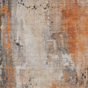 HomeRoots 8' X 10' Orange and Gray Abstract Area Rug - Stylish, Washable, Indoor/Outdoor Design for High Traffic Areas 622393