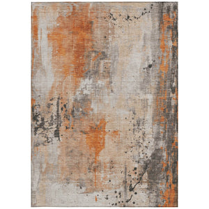 HomeRoots 8' X 10' Orange and Gray Abstract Area Rug - Stylish, Washable, Indoor/Outdoor Design for High Traffic Areas 622393