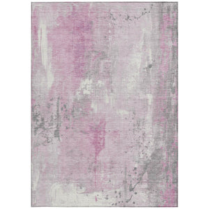 HomeRoots 5' X 8' Pink and Gray Abstract Area Rug - Durable, Machine Washable for Indoor/Outdoor Spaces! 622397