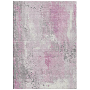 HomeRoots 5' X 8' Pink and Gray Abstract Area Rug - Durable, Machine Washable for Indoor/Outdoor Spaces! 622397