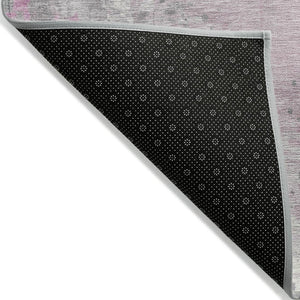 HomeRoots 5' X 8' Pink and Gray Abstract Area Rug - Durable, Machine Washable for Indoor/Outdoor Spaces! 622397