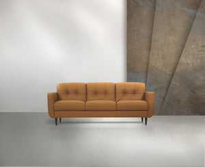 English Elm Radwan Italian Leather Sofa Tufted Mid-century Modern Three-seat Walnut Leg Living Room Camel B2726P496926