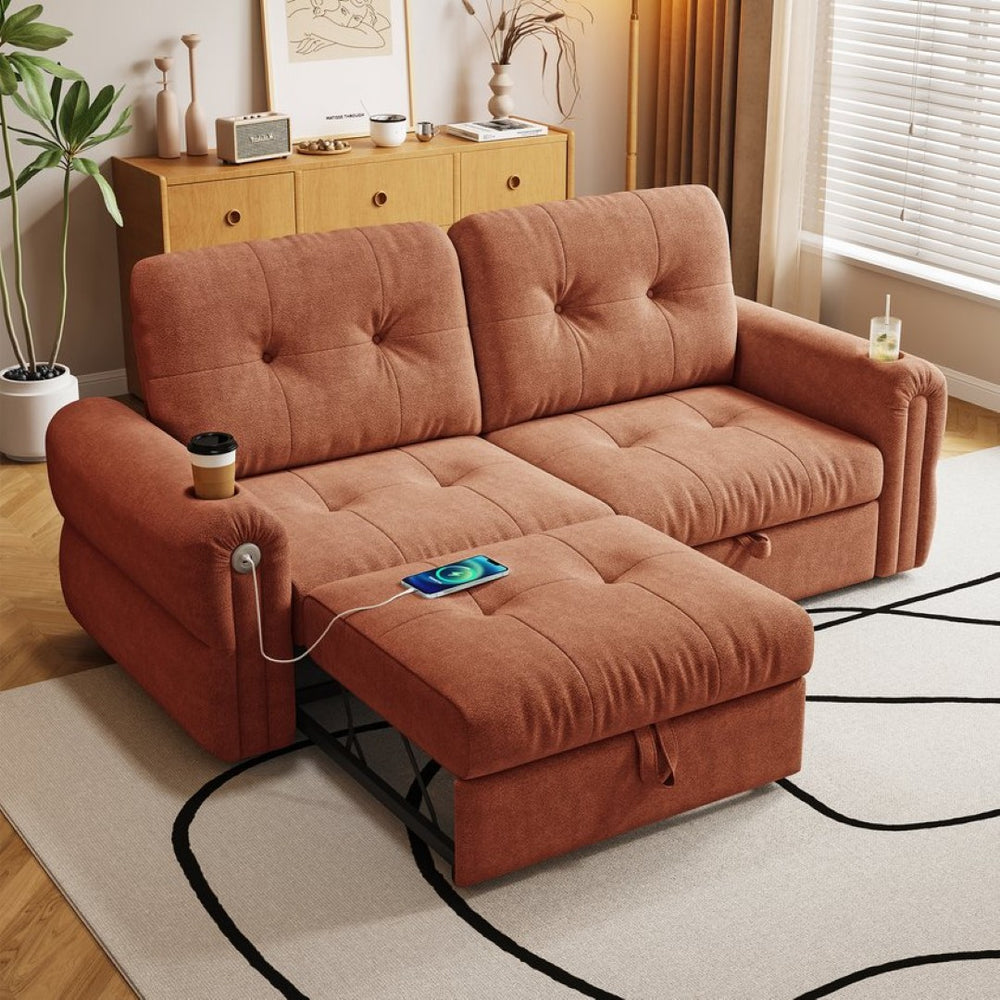 English Elm It Chenille Convertible Sofa Bed with Steel Frame Fits Studios and Spare Rooms W3820S00033