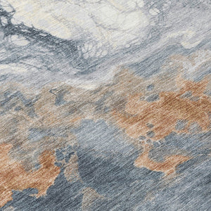 HomeRoots 8' Gray And Rust Round Abstract Washable Rug – Durable, Stylish, Versatile for Indoor & Outdoor Use 622410