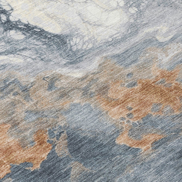 HomeRoots 8' Gray And Rust Round Abstract Washable Rug – Durable, Stylish, Versatile for Indoor & Outdoor Use 622410