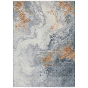 HomeRoots 8' X 10' Gray And Rust Abstract Washable Area Rug - Modern, Durable, Indoor/Outdoor Versatility! 622411