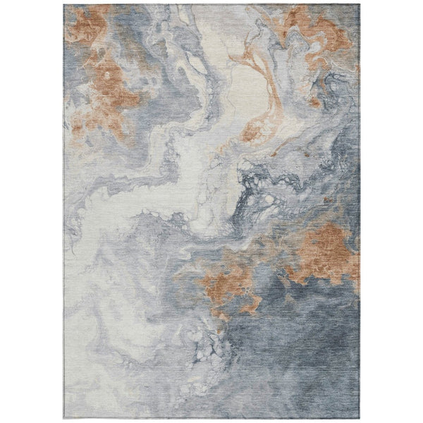 HomeRoots 8' X 10' Gray And Rust Abstract Washable Area Rug - Modern, Durable, Indoor/Outdoor Versatility! 622411
