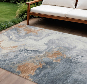 HomeRoots 9' X 12' Gray and Rust Abstract Washable Area Rug - Durable, Stylish, Perfect for Indoor & Outdoor Use 622412