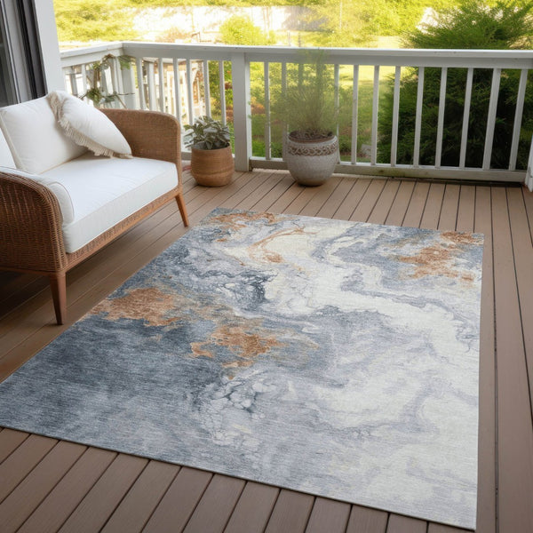 HomeRoots 9' X 12' Gray and Rust Abstract Washable Area Rug - Durable, Stylish, Perfect for Indoor & Outdoor Use 622412