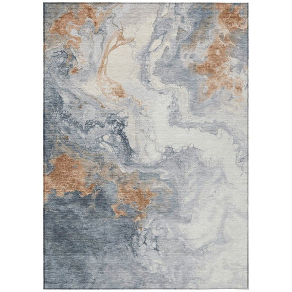 HomeRoots 9' X 12' Gray and Rust Abstract Washable Area Rug - Durable, Stylish, Perfect for Indoor & Outdoor Use 622412