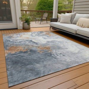 HomeRoots 9' X 12' Gray and Rust Abstract Washable Area Rug - Durable, Stylish, Perfect for Indoor & Outdoor Use 622412