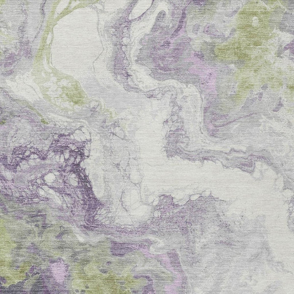 HomeRoots 5' X 8' Abstract Indoor Outdoor Area Rug in Lavender & Fern Green – Modern, Washable, Durable Design! 622415