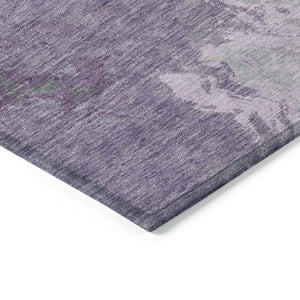 HomeRoots 8' Round Abstract Area Rug in Lavender & Fern Green - Washable, Stain-Resistant for Indoor/Outdoor Use 622416