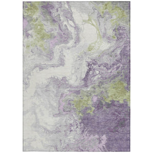 HomeRoots 8' X 10' Abstract Lavender & Fern Green Indoor-Outdoor Area Rug – Stain-Resistant, Washable & Durable 622417