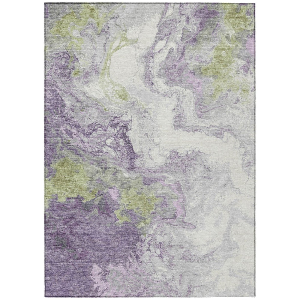 HomeRoots 8' X 10' Abstract Lavender & Fern Green Indoor-Outdoor Area Rug – Stain-Resistant, Washable & Durable 622417