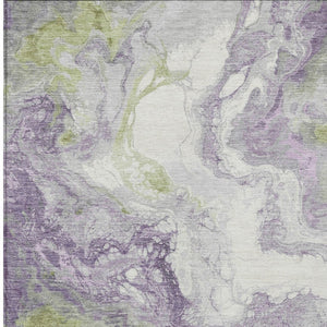 HomeRoots 9' X 12' Lavender & Fern Green Abstract Rug – Stylish, Durable, Washable for Indoor & Outdoor Use! 622418