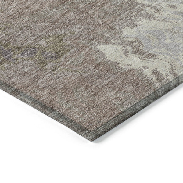 HomeRoots 8' Teal Blue and Taupe Round Rug - Modern Abstract Indoor/Outdoor, Stain-Resistant & Machine Washable 622422