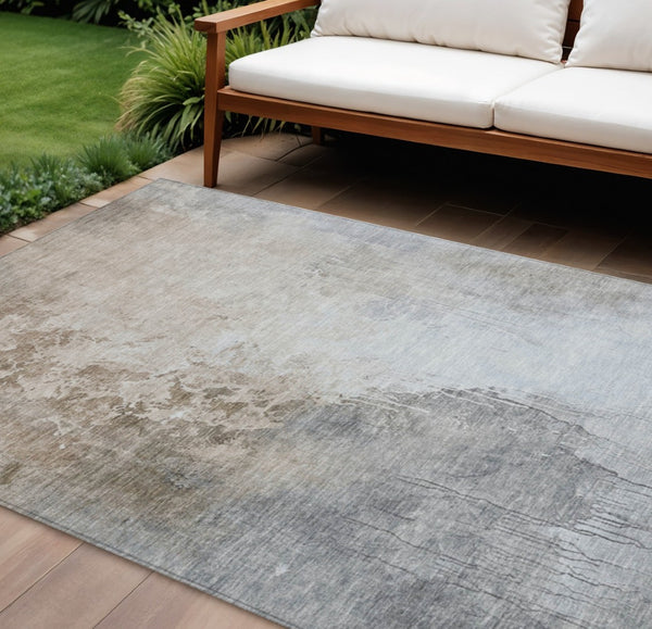 HomeRoots 5' X 8' Coral and Gray Abstract Area Rug - Stylish, Machine-Washable, Indoor/Outdoor, Durable Design 622445