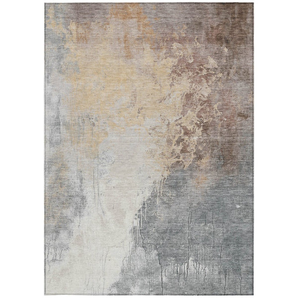 HomeRoots 5' X 8' Coral and Gray Abstract Area Rug - Stylish, Machine-Washable, Indoor/Outdoor, Durable Design 622445