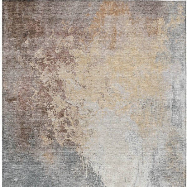 HomeRoots 8' X 10' Coral and Gray Abstract Washable Rug – Stylish, Durable, Indoor/Outdoor Perfect for High-Traffic Areas 622447
