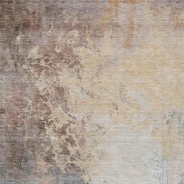 HomeRoots 8' X 10' Coral and Gray Abstract Washable Rug – Stylish, Durable, Indoor/Outdoor Perfect for High-Traffic Areas 622447