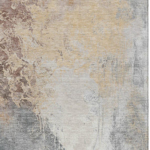 HomeRoots 10' Coral and Gray Abstract Area Rug - Washable, Stain-Resistant, Durable for Indoor/Outdoor Spaces 622449