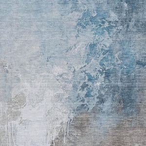 HomeRoots 5' X 8' Denim Blue & Gray Abstract Rug – Stylish, Washable, Stain-Resistant for Indoor/Outdoor Use 622451