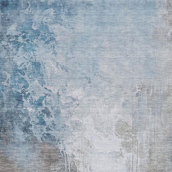 HomeRoots 8' X 10' Denim Blue & Gray Abstract Area Rug - Stylish, Washable, Indoor/Outdoor, Durable & Versatile! 622453