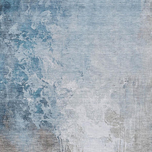 HomeRoots 10' Denim Blue and Gray Abstract Area Rug – Washable, Durable, Indoor/Outdoor Use for High Traffic Spaces 622455